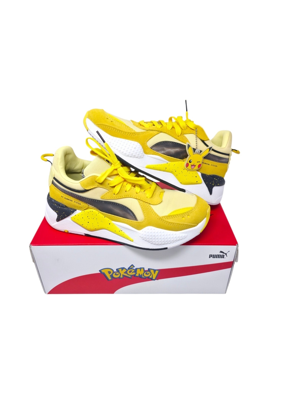 PUMA x Pokemon RS-X Pikachu Sneakers Size 7Y EU39 Box + Charm
